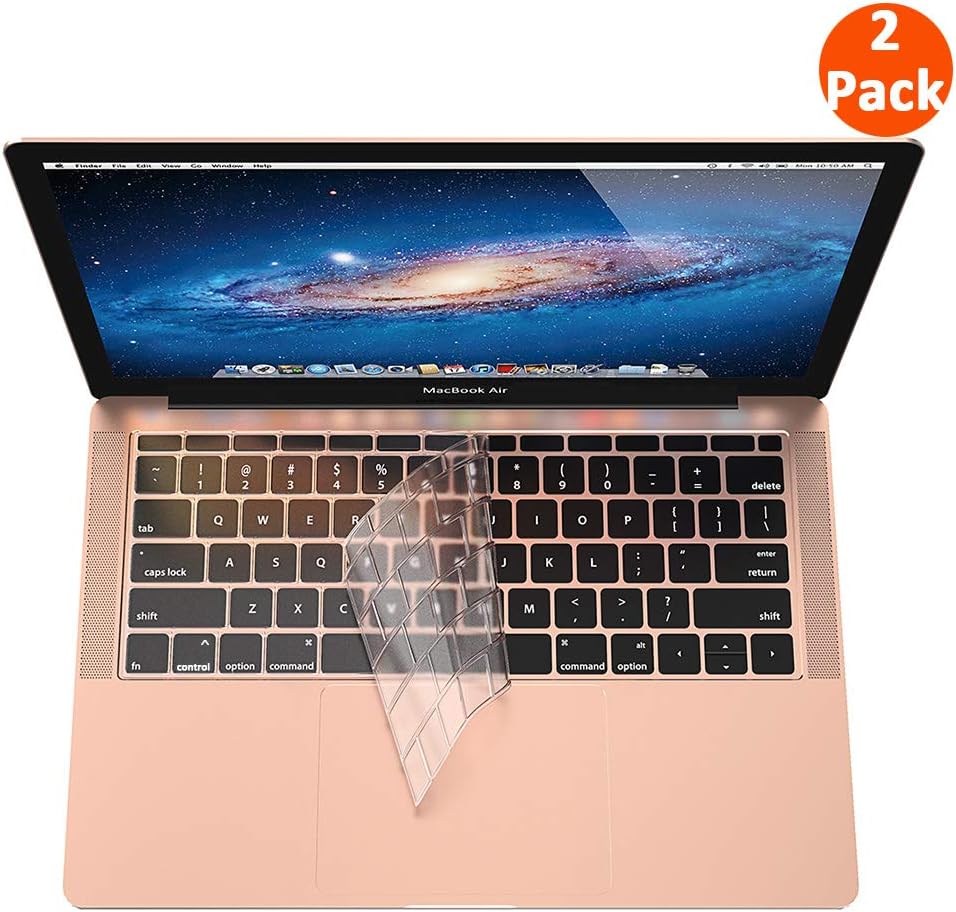 Supmega Keyboard Cover Compatible with MacBook Air 2018 [13.3 inch A1932 with Retina Display and Touch ID] Clear TPU Soft Protector [2-Pack].