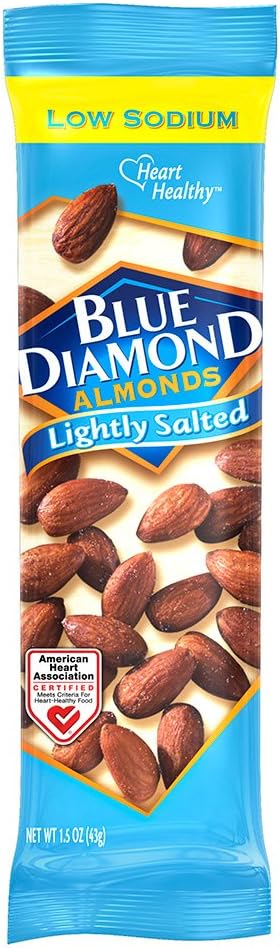 Low Sodium, Lightly Salted Flavored Snack Nuts, Single Serve Bags (1.5 Oz. Tubes, Pack of 12)