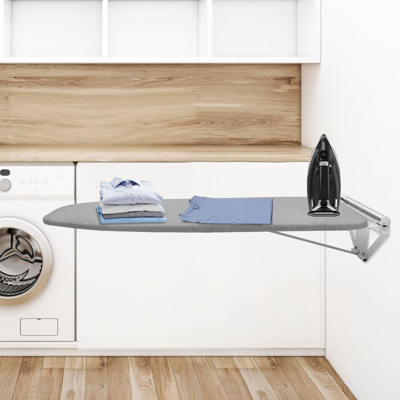 Wall-Mounted Rotating Ironing Board, 39×12in Space-Saving Fold Down Ironing Station for Sewing Room, Household, Laundry, Behind the Door Ironing Board