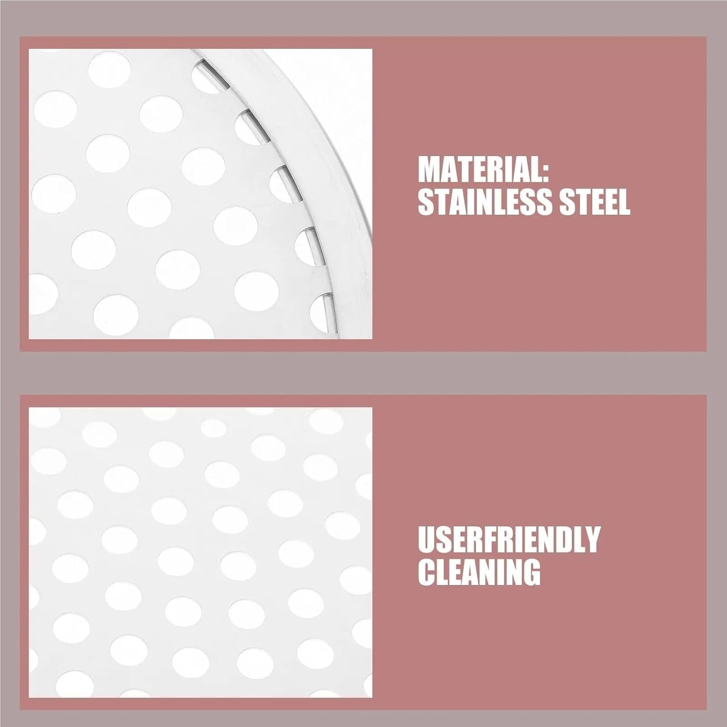 2Pcs Stainless Steel Round Perforated Pizza Pan Nonstick Baking Tray for Oven Grill