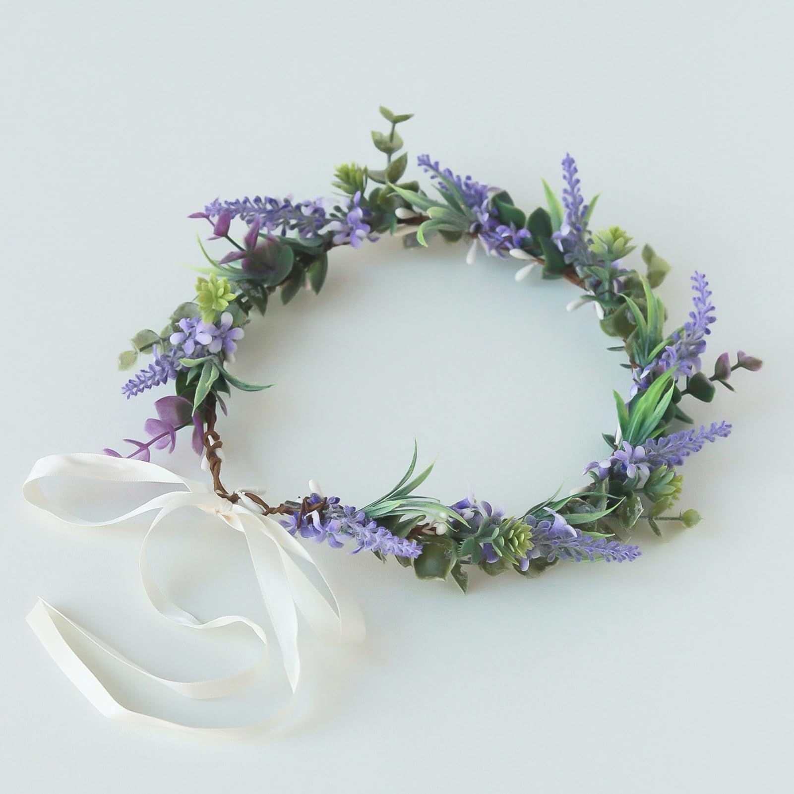 Vividsun Hochzeit Grünes Blatt Blumen Krone Boho Braut Blumenkrone Mutterschaft Foto Requisiten Kopfschmuck - Violett - Einheitsgröße