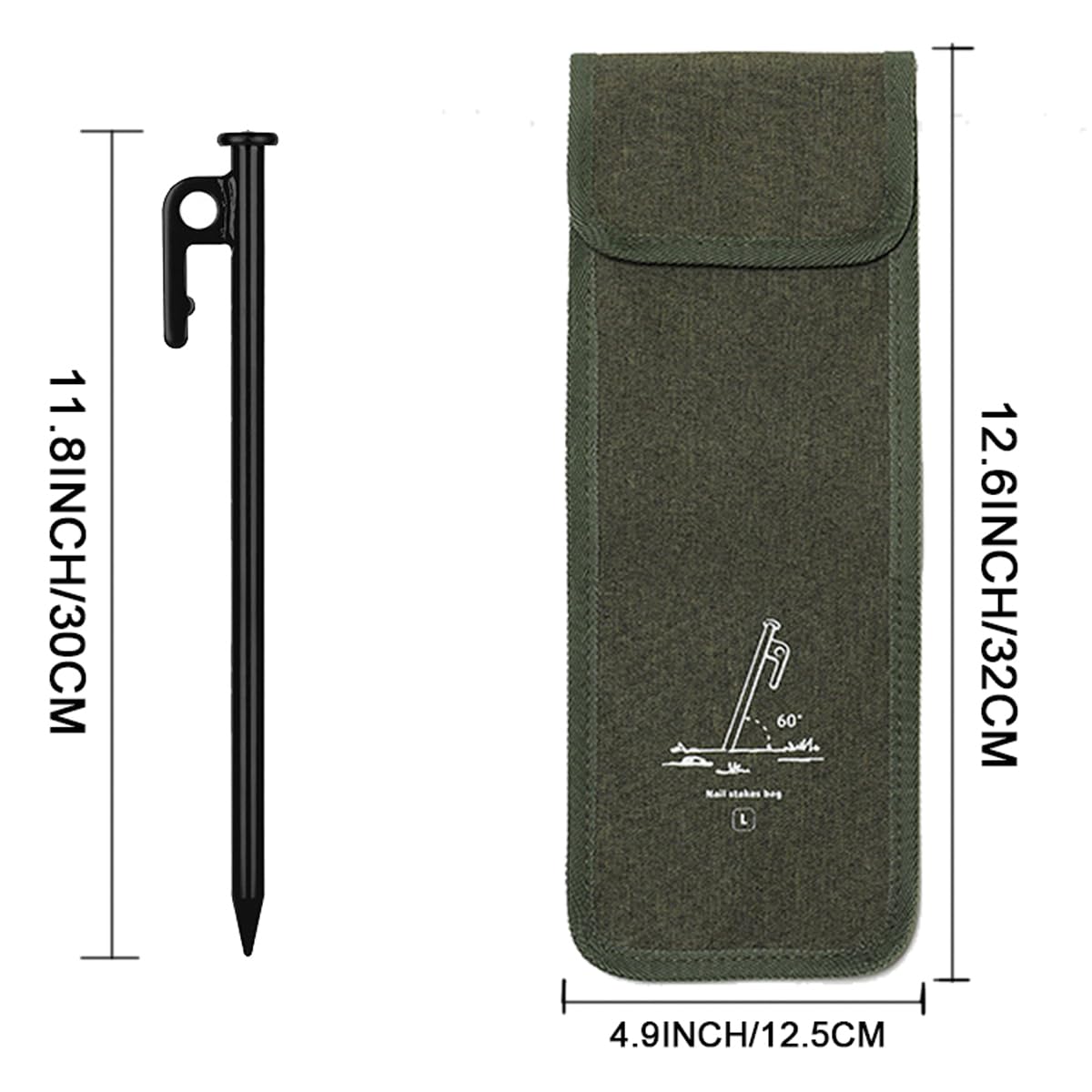 TBACW 8 Pack Tent Stakes 12 in Tent Stakes Heavy Duty Tent Pegs Tarp Pegs Camping Stakes for Outdoor Camping Canopy Outdoor Metal Stakes with Storage Bag