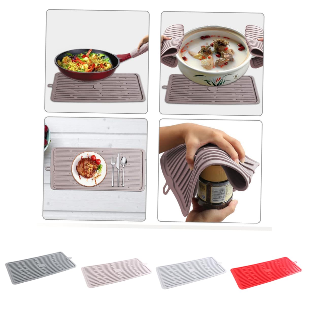 Tapis égouttage silicone à rainures profondes HEMOTON protégeant votre vaisselle