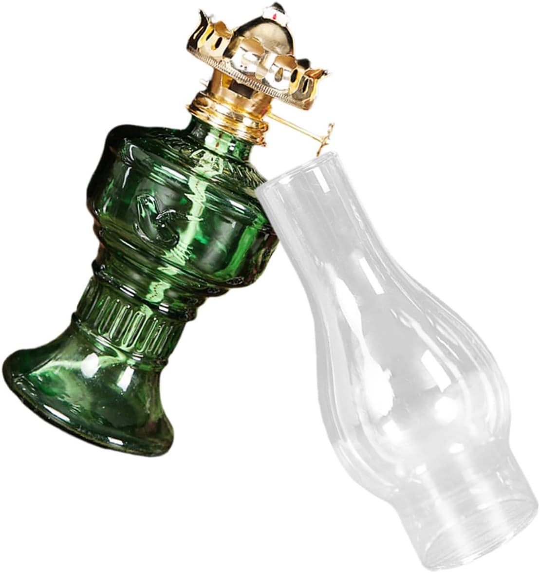 Vintage Rustic Kerosene Lamp with Glass Cover for Emergency Lighting Decorative Oil Lantern for Camping and Home Atmosphere Retro Aluminum Alloy and Cotton Wick Lamp for Living and