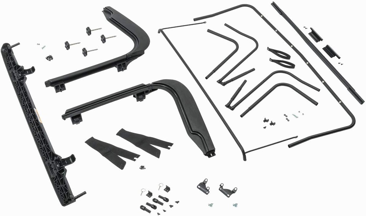 TACTIK Fabric Only Soft Top + MasterTop Hardware Kit fits Jeep Wrangler TJ 1997-2006 | Complete Replacement Soft Top System, Door Surrounds, Bow Assembly (with Door Skin Black Diamond)