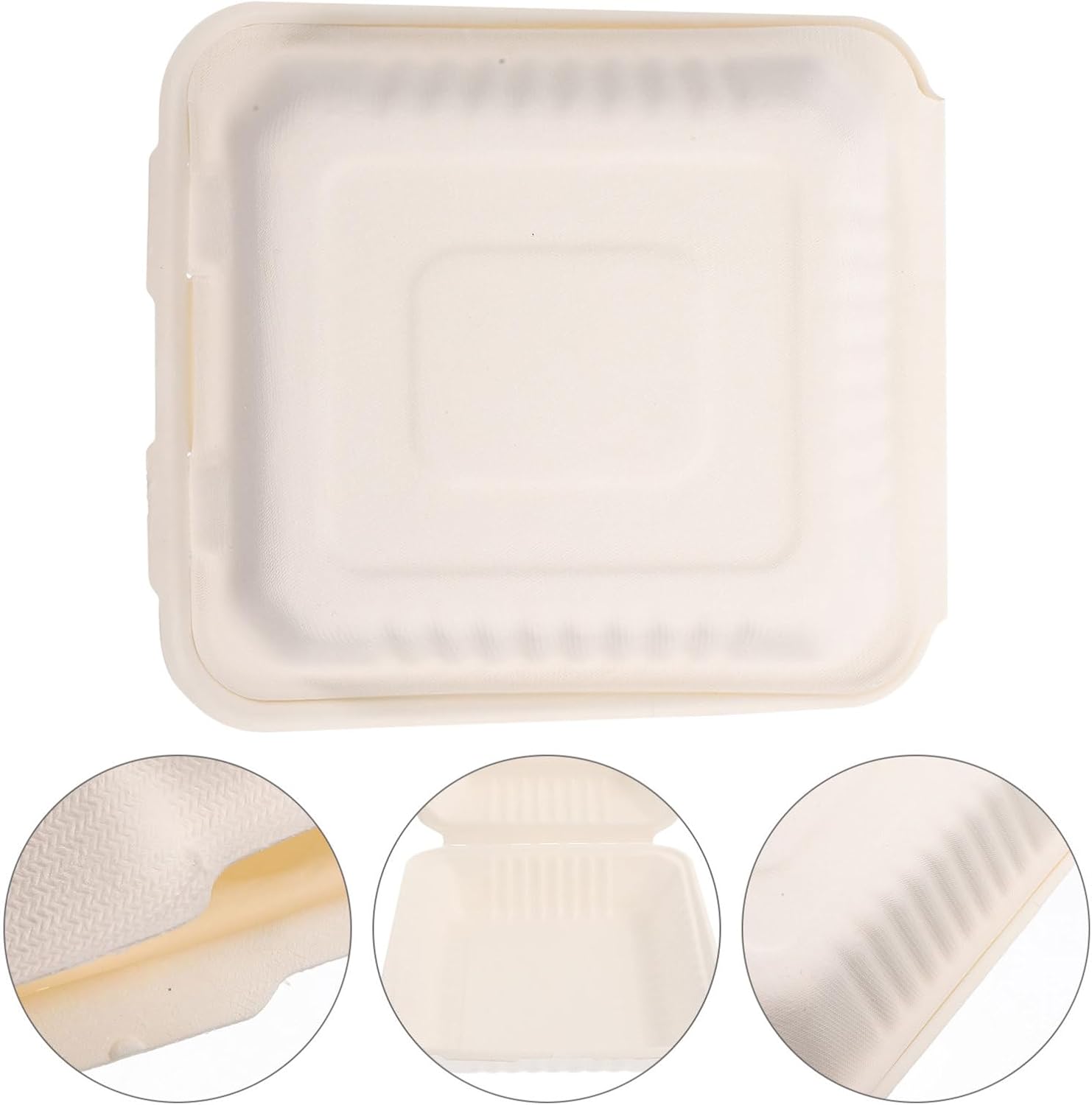50-Pack Disposable Divided Paper Food Containers Lids Takeout Boxes for Meal Prep Pulp Microwave Safe for Restaurants and Catering