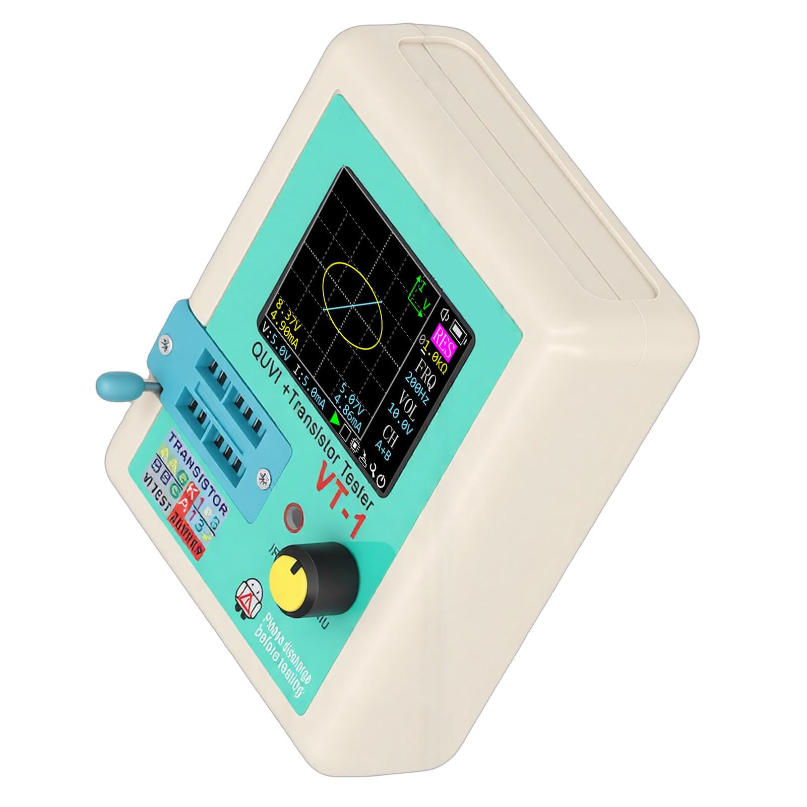 Fafeicy Tester Curva VI, Materiale ABS, Rilevatore di Transistor Portatile con Batteria Incorporata da 1000 MAh per la Manutenzione della Diagnosi Elettronica