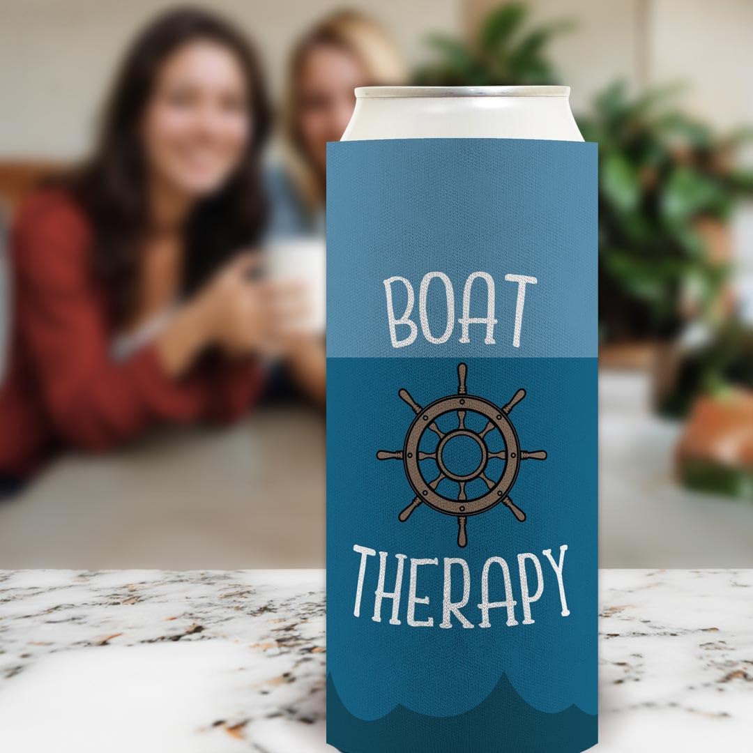 Beach House Decor for Women Nautical Theme Boating Relief 12-Pack Ultra Slim Can Thermocoolers