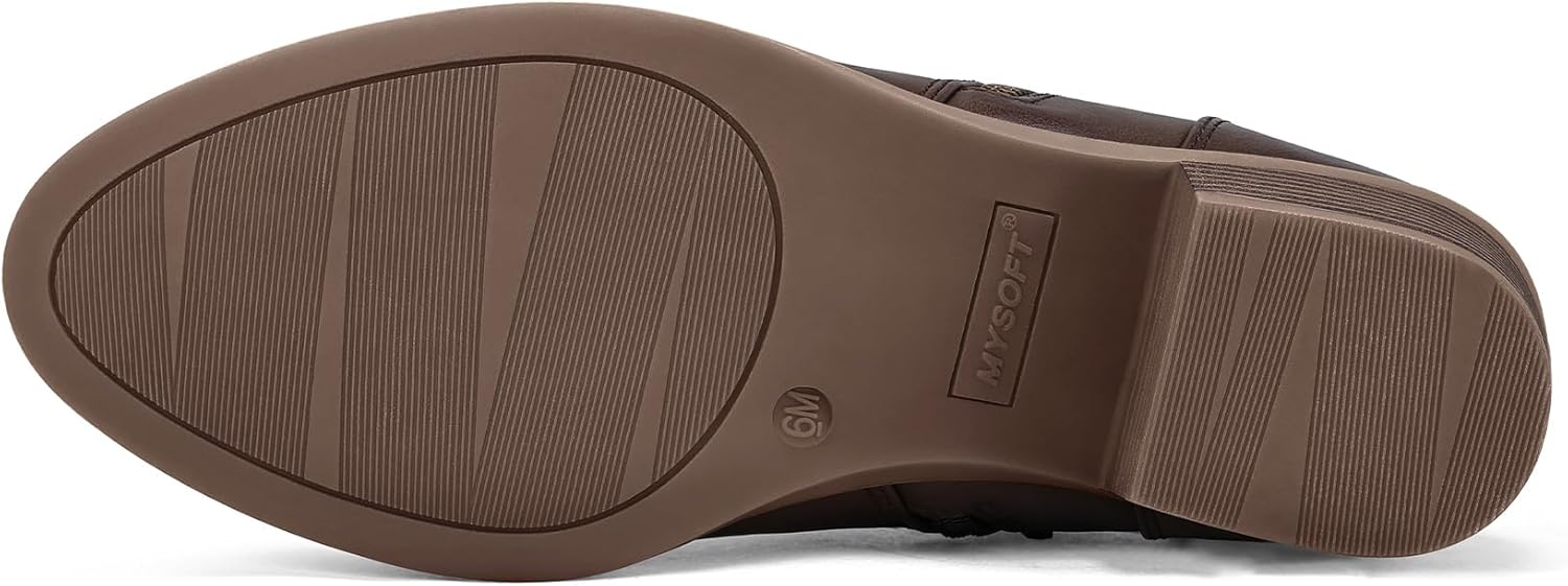 mysoft Women's Ankle Boots Low Chunky Heel Round Toe Casual Comfortable Short Booties with Side Zipper - Image 7