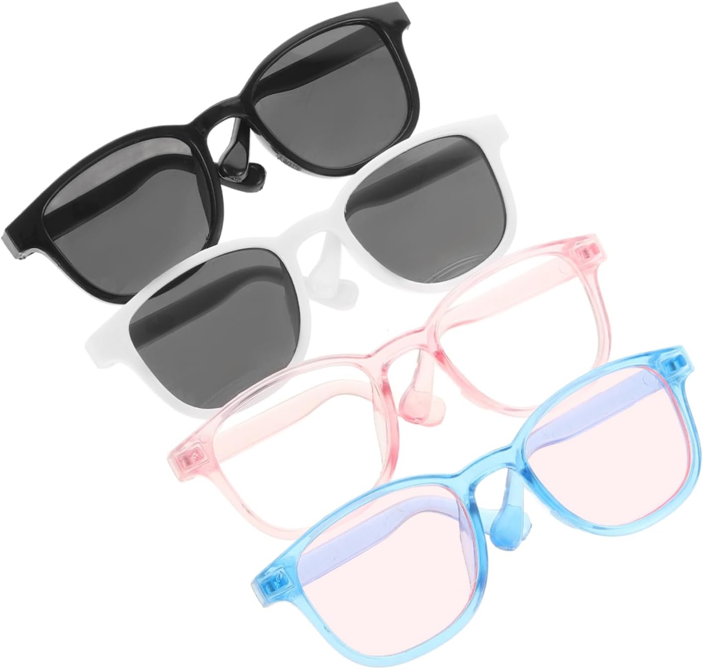 4pcs Pet Sunglasses for Cats and Dogs Lightweight Uv Eyewear for Pet Parties Weddings and Holidays White and Black Colors