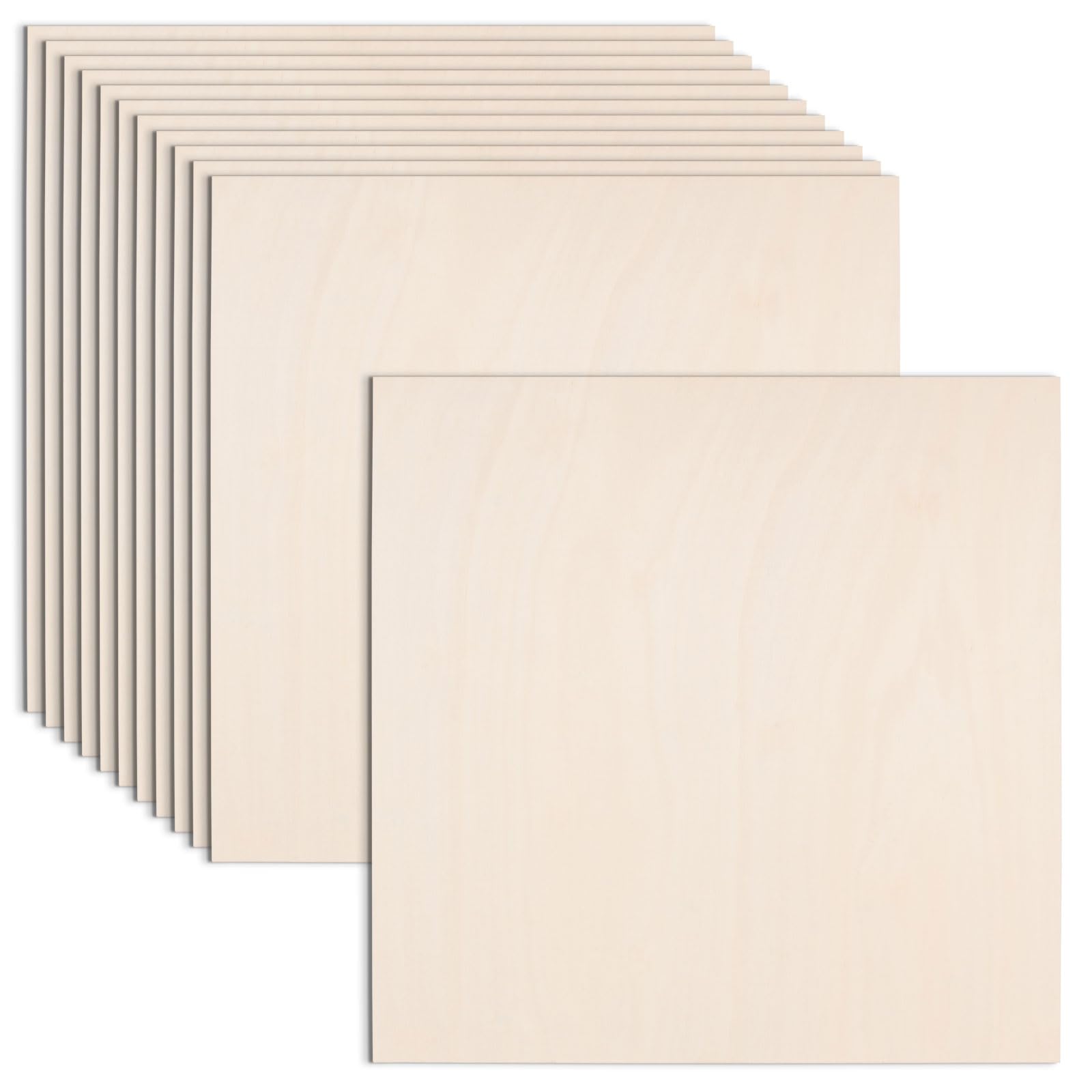AWIZOM 12 Pack Basswood Sheets for Crafts-18 x 18 x 1/8 Inch- 3mm Thick Plywood Sheets with Smooth Surfaces Unfinished Wood Boards for Laser Cutting, Wood Burning, Architectural Models, Staining