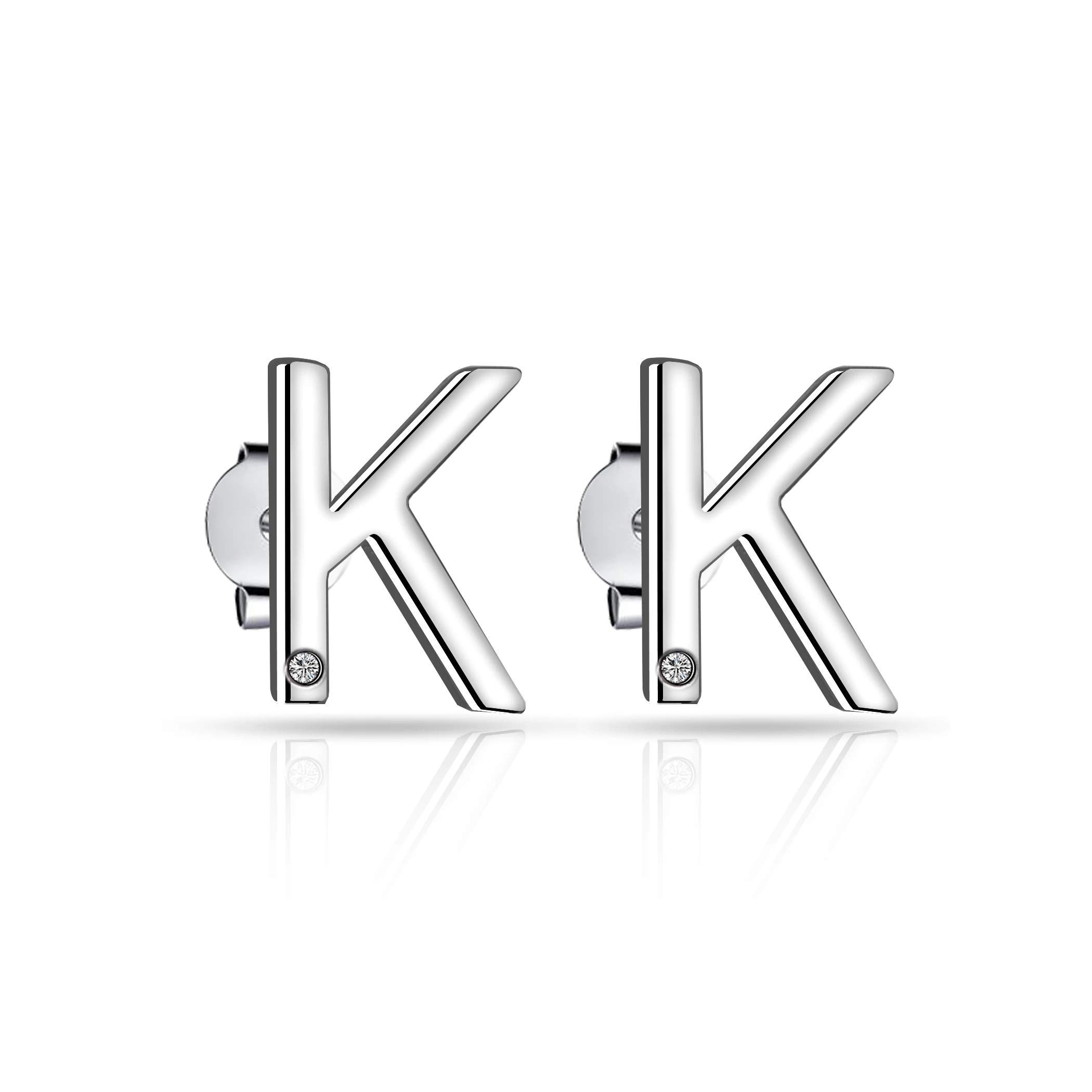 Initial Earrings Letter K Created with Zircondia® Crystals
