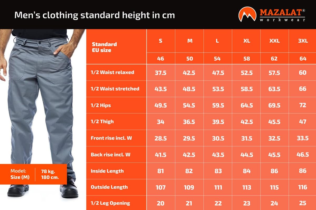 MAZALAT work wear Pantalones de Trabajo para Hombres, Pantalones de Seguridad, Pantalones de Trabajo de Modelo Clásico, Pantalones cargo, Ropa de Trabajo