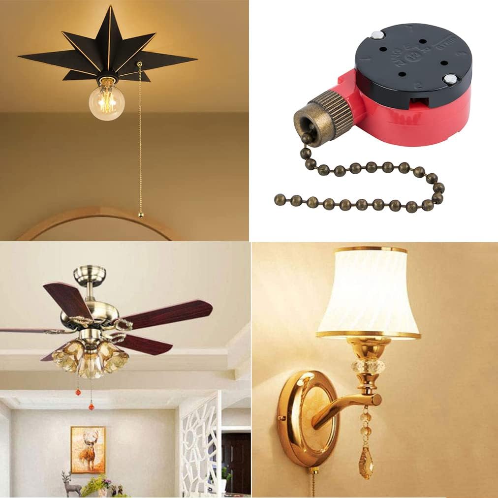 Zing Ear ZE-208s Pull Chain Switch,3 Speed Control Switch Compatible with Hunter Ceiling Fans, Lamps and Wall Lights (Bronze Pull Chain)