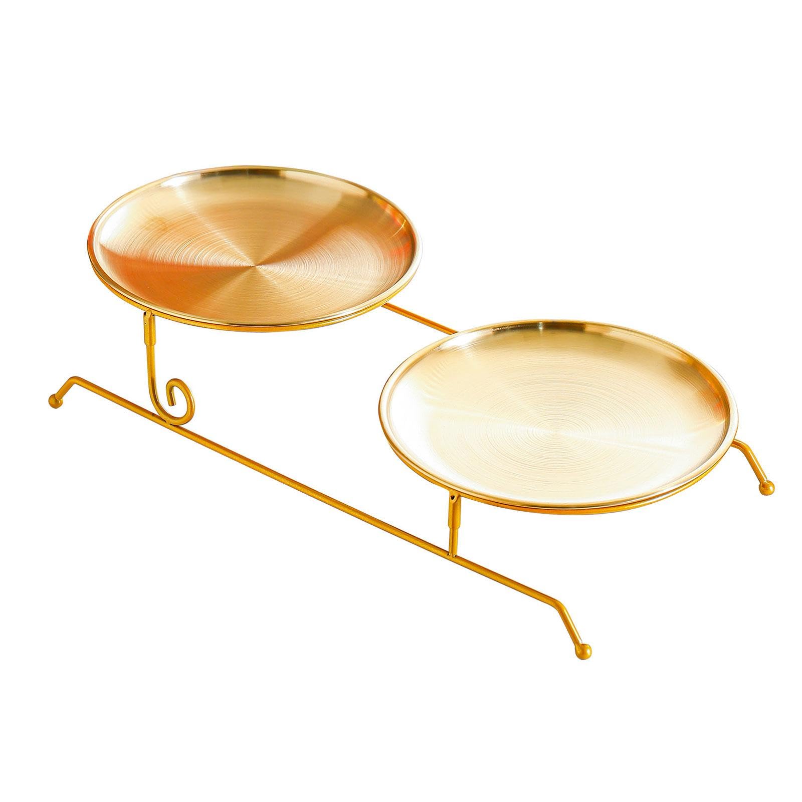 Serving Platter Fruit Snack Plate Pastry Tray Cake Stand for Party, Acacia Wood- 17cm
