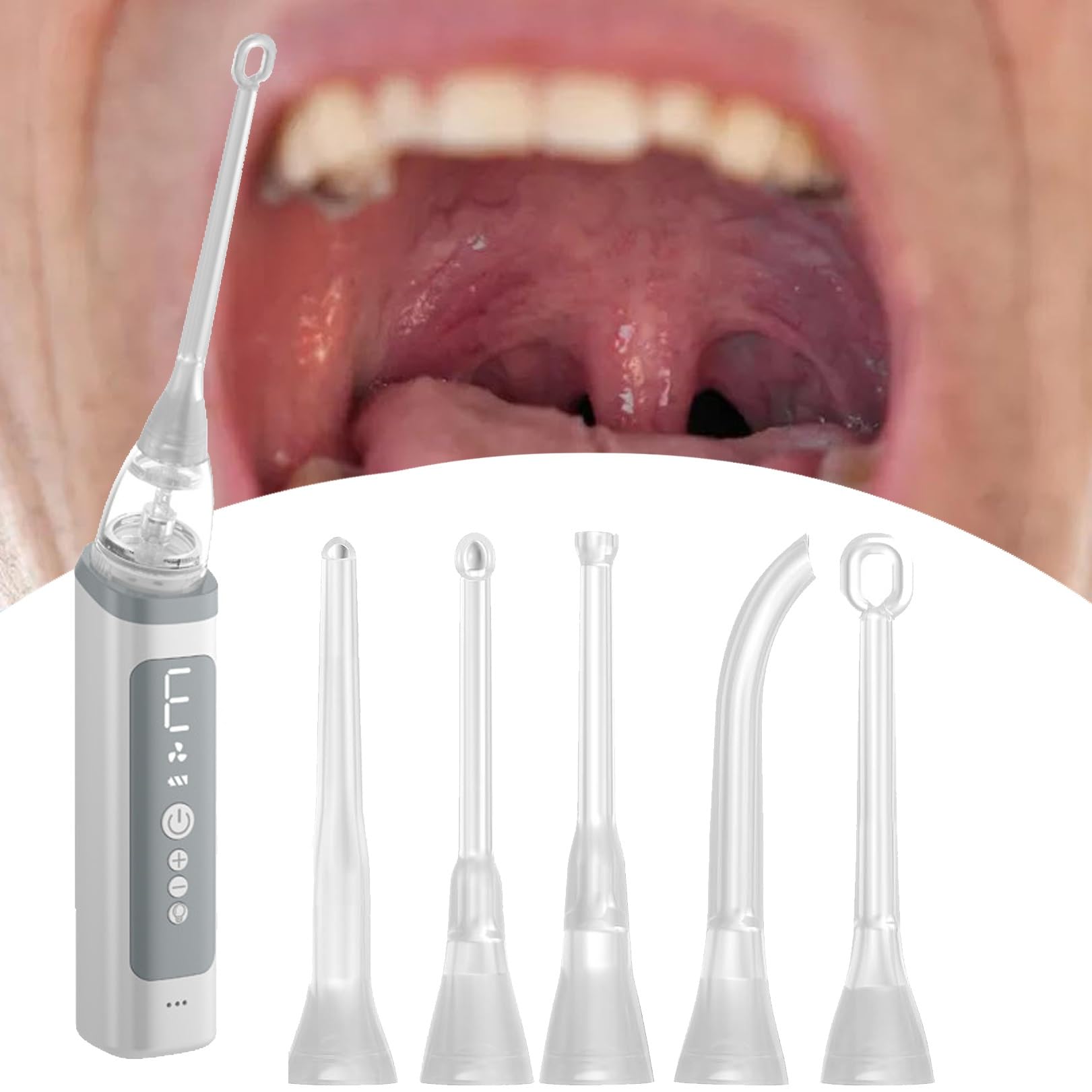 Kit De Eliminación De Cálculos Amigdalinos, Limpiador Bucal Electrónico con Aspirador Y 5 Modos De Succión, Herramientas De Succión Instantánea 10 En 1(B)