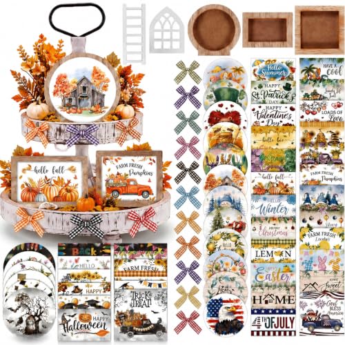 GlikCeil 95-Piece Farmhouse Tiered Tray Decor Set