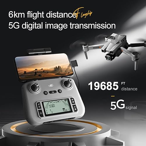 Miniatura 5 de Drone profesional GPS con cámara 4K para adultos, Gimbal EIS de 3 ejes para video, Tiempo de vuelo real de 82 minutos, Alcance largo de 19685 pies,