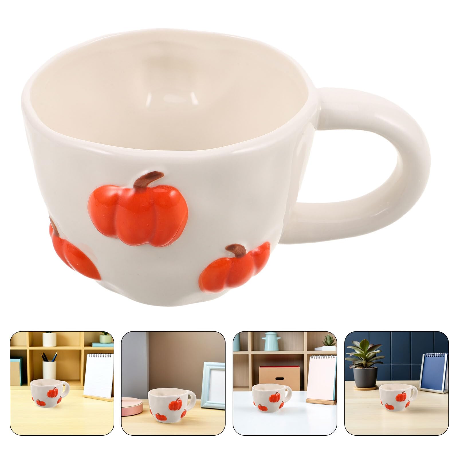Mikinona 2 Szt. Seasonal Pumpkin Shaped Ceramic Mugs Cute Autumn Cups for Halloween Party Favors And Thanksgiving Decor