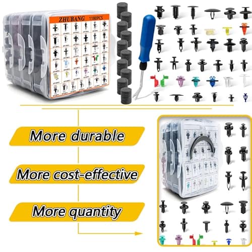 Zhubang 1281Pcs Car Push Retainer Clips Door Panel Trim Clamp Kit With 38 Most Popular Size Nylon Bumper Fender Panel Clips For Gm Ford Toyota Honda Chevrolet Bmw Benz Audi Nissan Mazda #TOP3