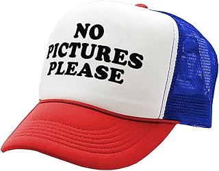 NO Pictures Please - Paparazzi Famous Nerd - Vintage Retro Style Trucker Cap Hat (R W B)