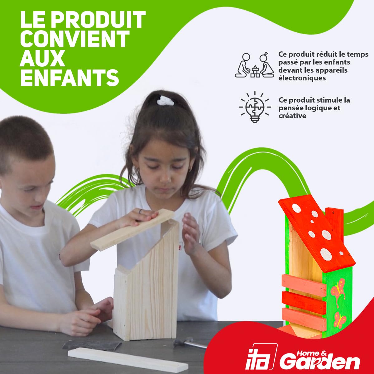 ITA DIY Mangeoire pour écureuils à assembler et à peindre NuttyNibble 10x18,5x31 cm - Kit de construction et de peinture pour enfants - Kit de bricolage pour garçons et filles