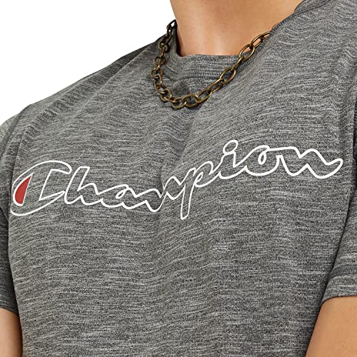 Champion Herren, MVP, Moisture Wicking, Anti Odor, Lightweight for Men T-Shirt, Railroad Grey Heather Outline Script, Mittel – Ansicht 4