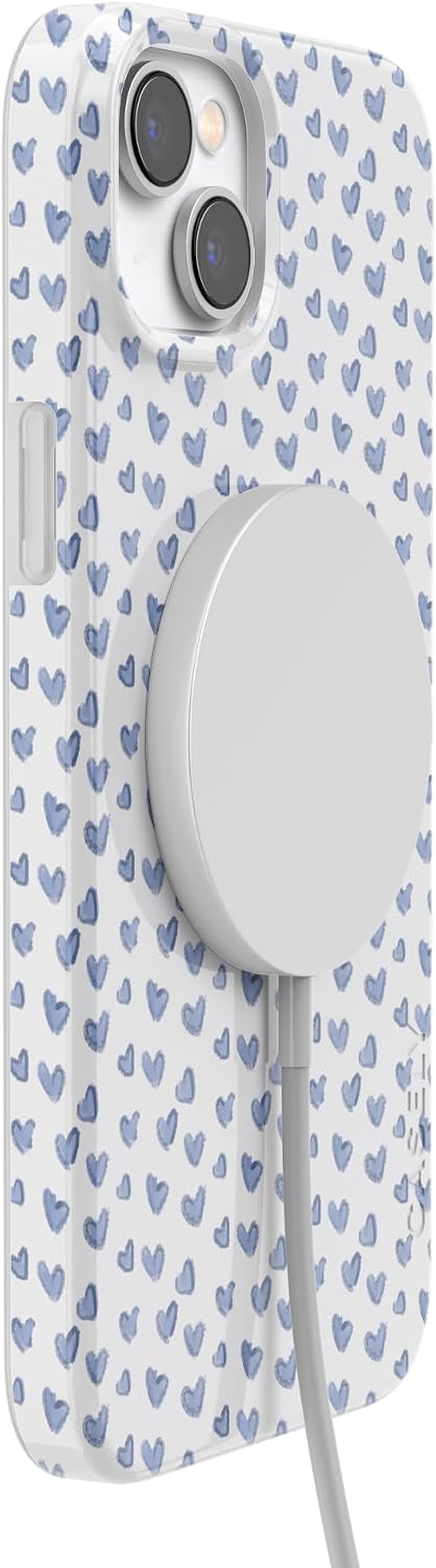 Casely iPhone 14 Plus Case | Lovebug | Blue Hearts | Compatible with MagSafe | Classic Ultra Slim Design