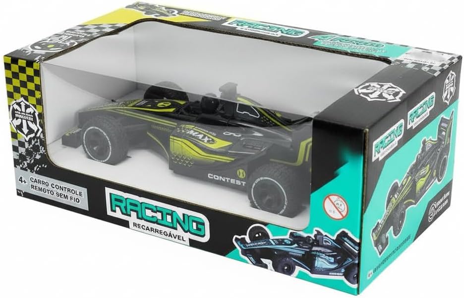 Carrinho Controle Remoto Recarregável Fórmula 1, 4 Funções, Luz, Bateria USB, Brinquedo Infantil