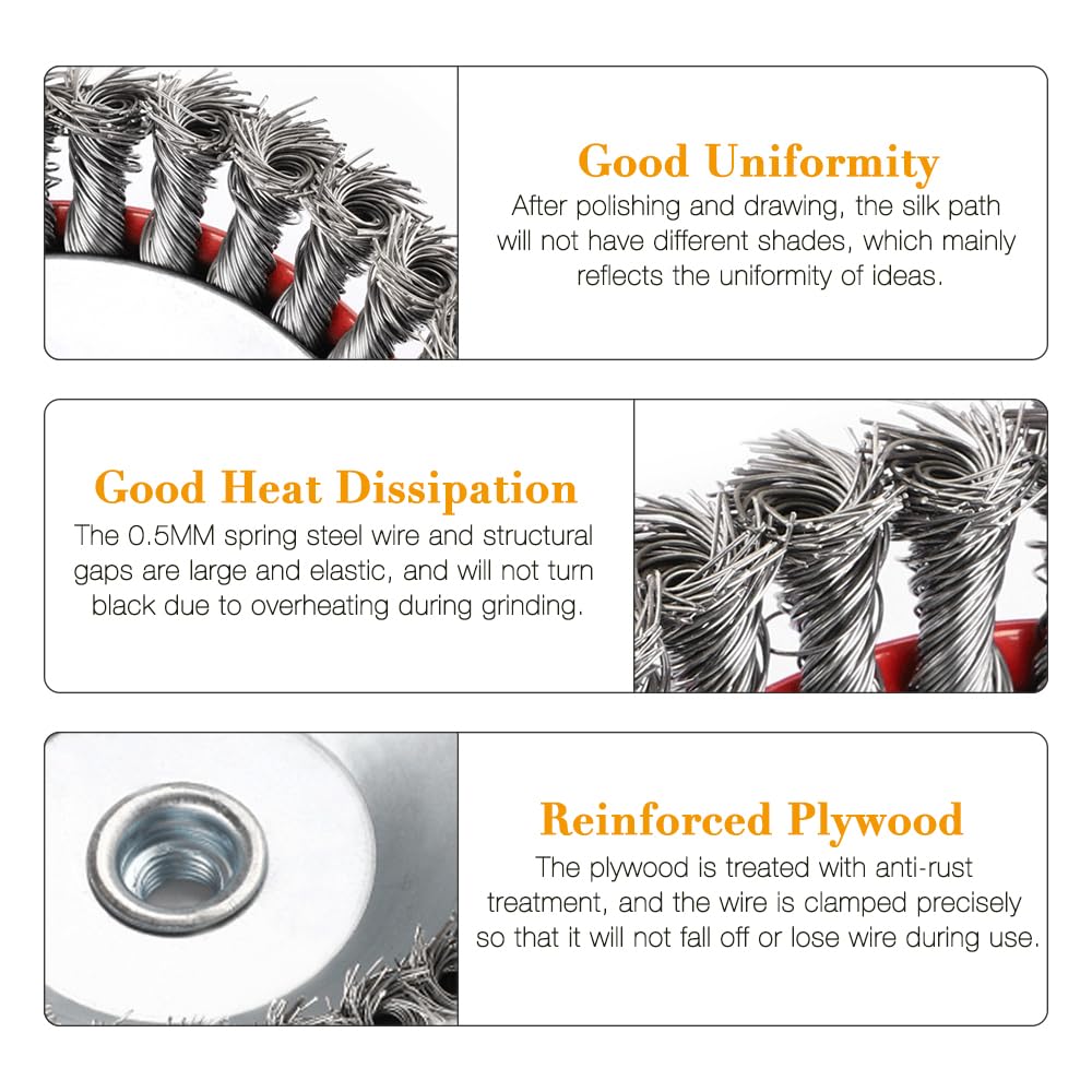 Set 4 Spazzole Metalliche Per Smerigliatrice - 75mm E 100mm Per Rimozione Ruggine E Vernice - Foto 2