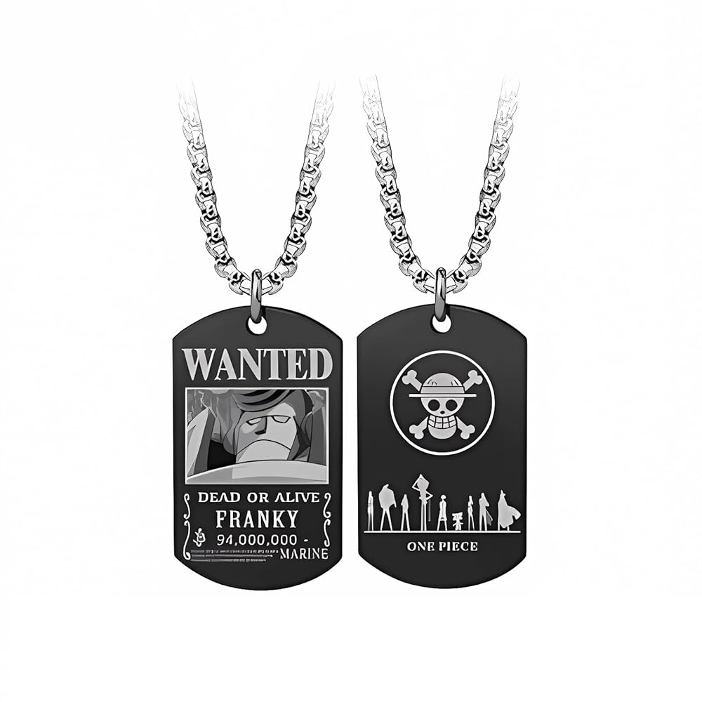 【新品未使用】ANDRESD flocky dot ONE PIECE Anime One Piece Wanted Poster Pendant Necklace Stainless