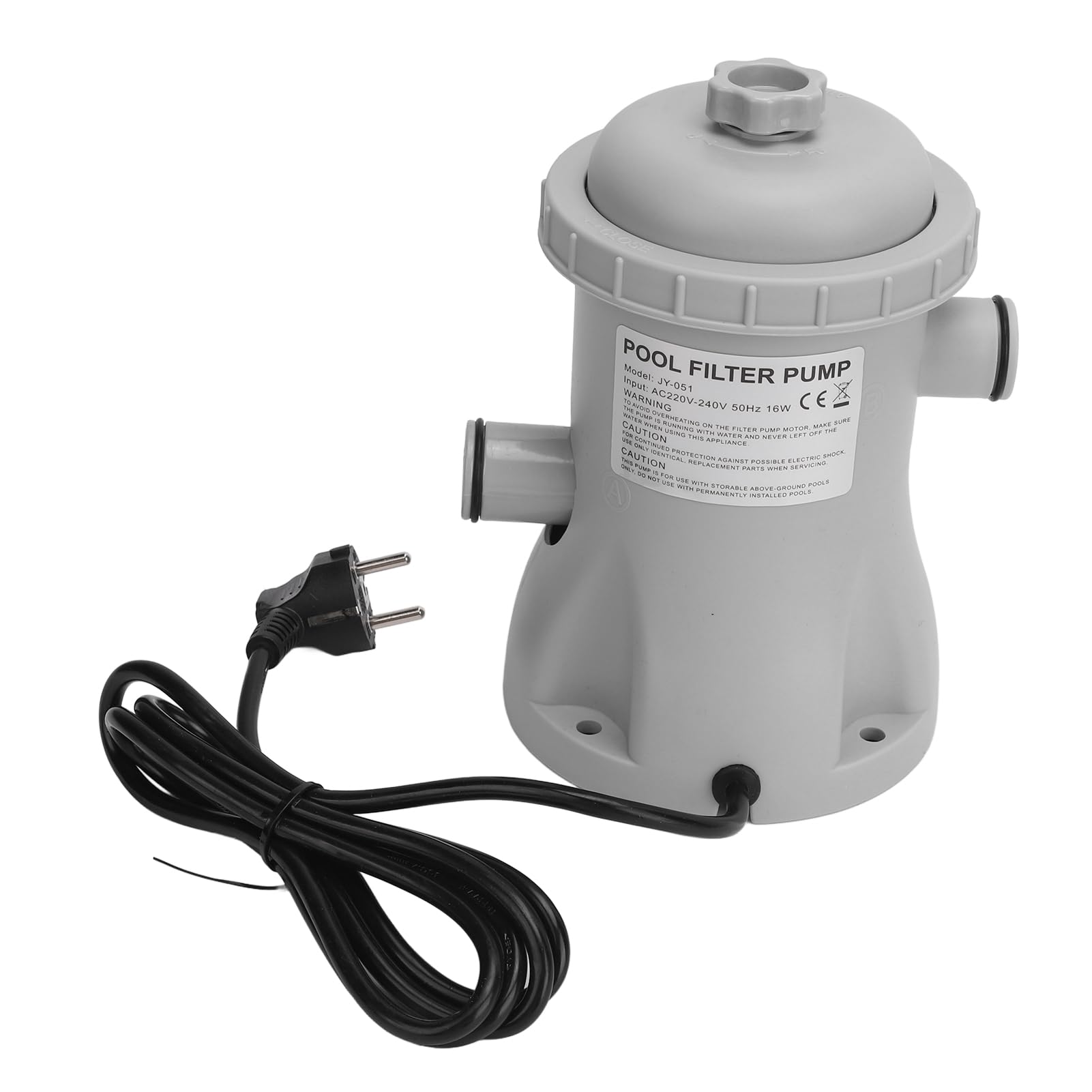 Tnfeeon Pompa Filtro per Piscina Fuori Terra, Pompa di Circolazione | Motore Silenzioso da 16W, Corpo in ABS Anticorrosione, Attacchi da 32mm, Facile da Installare per Piccole Piscine