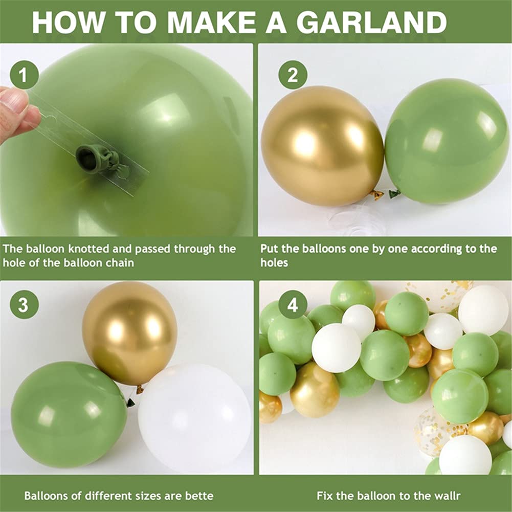 Globos Verdes Kit De Guirnalda De Globos - 117 Piezas - Oro, Blanco Y Verde - Para Fiestas Y Bodas Decoracion Cumpleaños