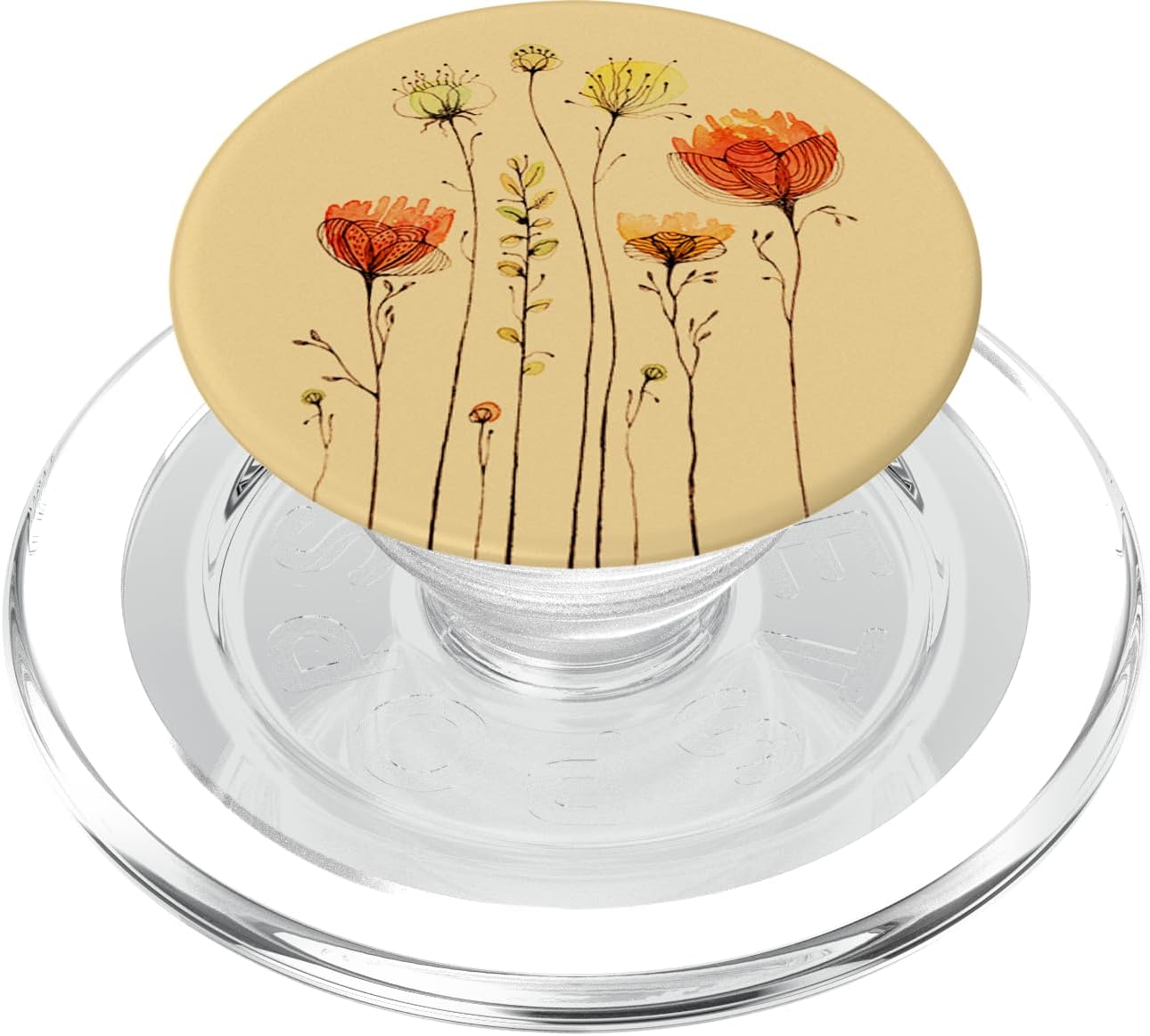 Cute Summer Wildflowers Pattern Design Floral on Beige PopSockets MagSafe PopGrip for iPhone