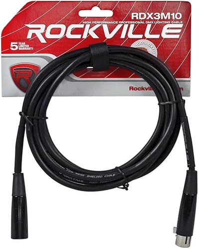 Miniatura 9 de (4) Rockville RockPAR50 LED RGB Compact Par Can DJ/Club DMX Wash Light+Dual Bracket Bundle con (1) Cable de iluminación DMX RDX3M25 de 25 pies 3