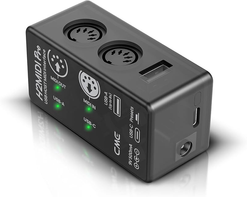H2MIDI Pro Compact USB Host MIDI Interface | Router, Filter, Mapper, 32-Bit Processor, Dual Power Mode, Minimal Size, For Guitarists & Producer