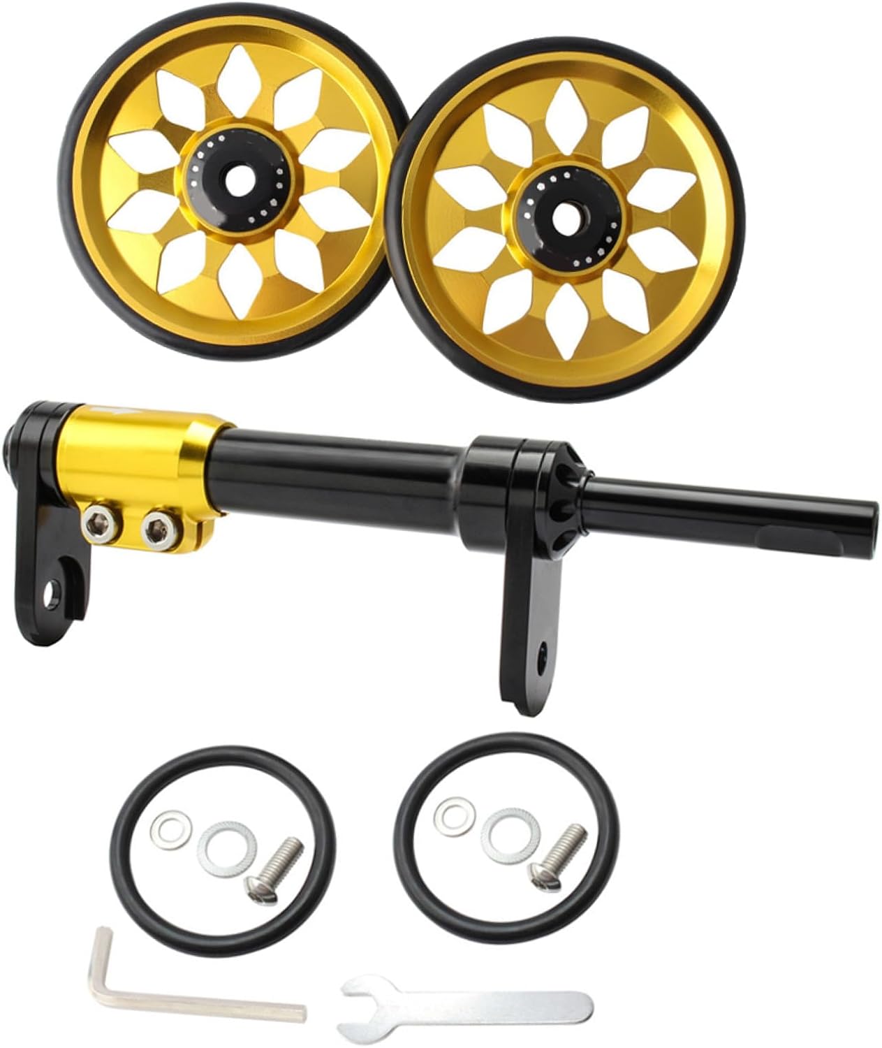 1set Easy Wheel Extension Rod for Folding Bike Telescopic Aluminum Accessory Smooth Installation Professional Design for Walking Parking Configuration