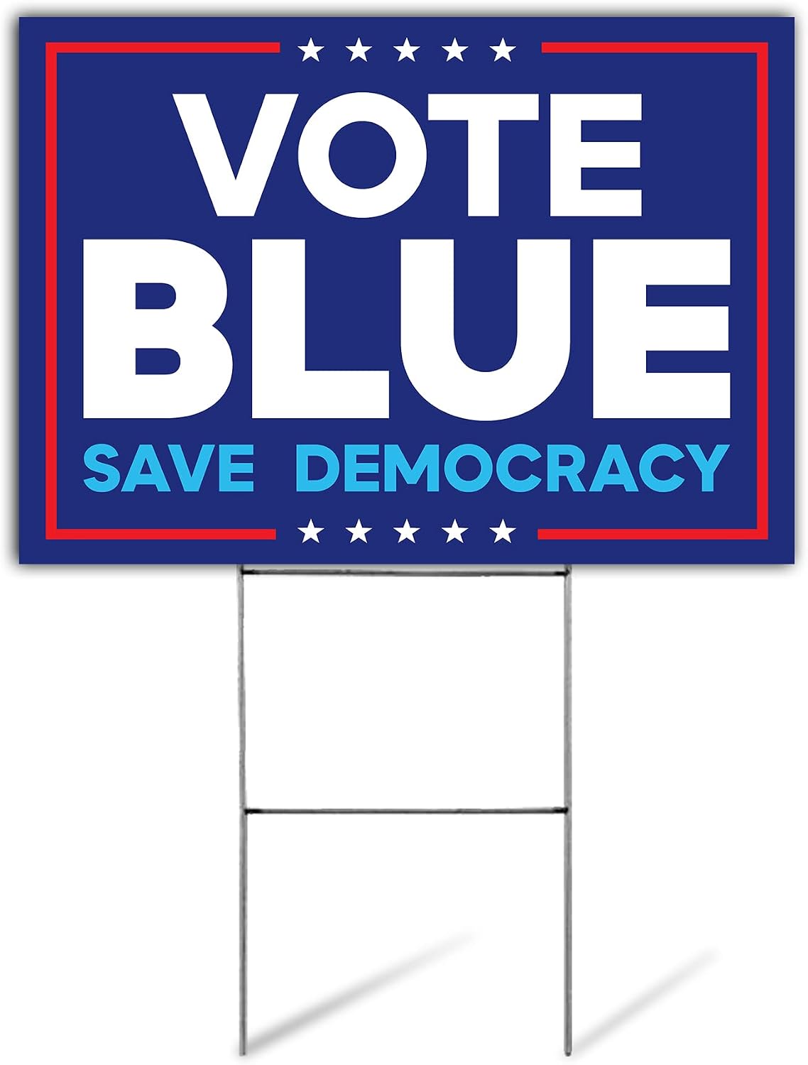 SignPro Vote Blue Yard Sign | Save Democracy Sign | 24" x 18" Corrugated Plastic Outdoor Weatherproof Yard Signs With H Stake | Double Sided