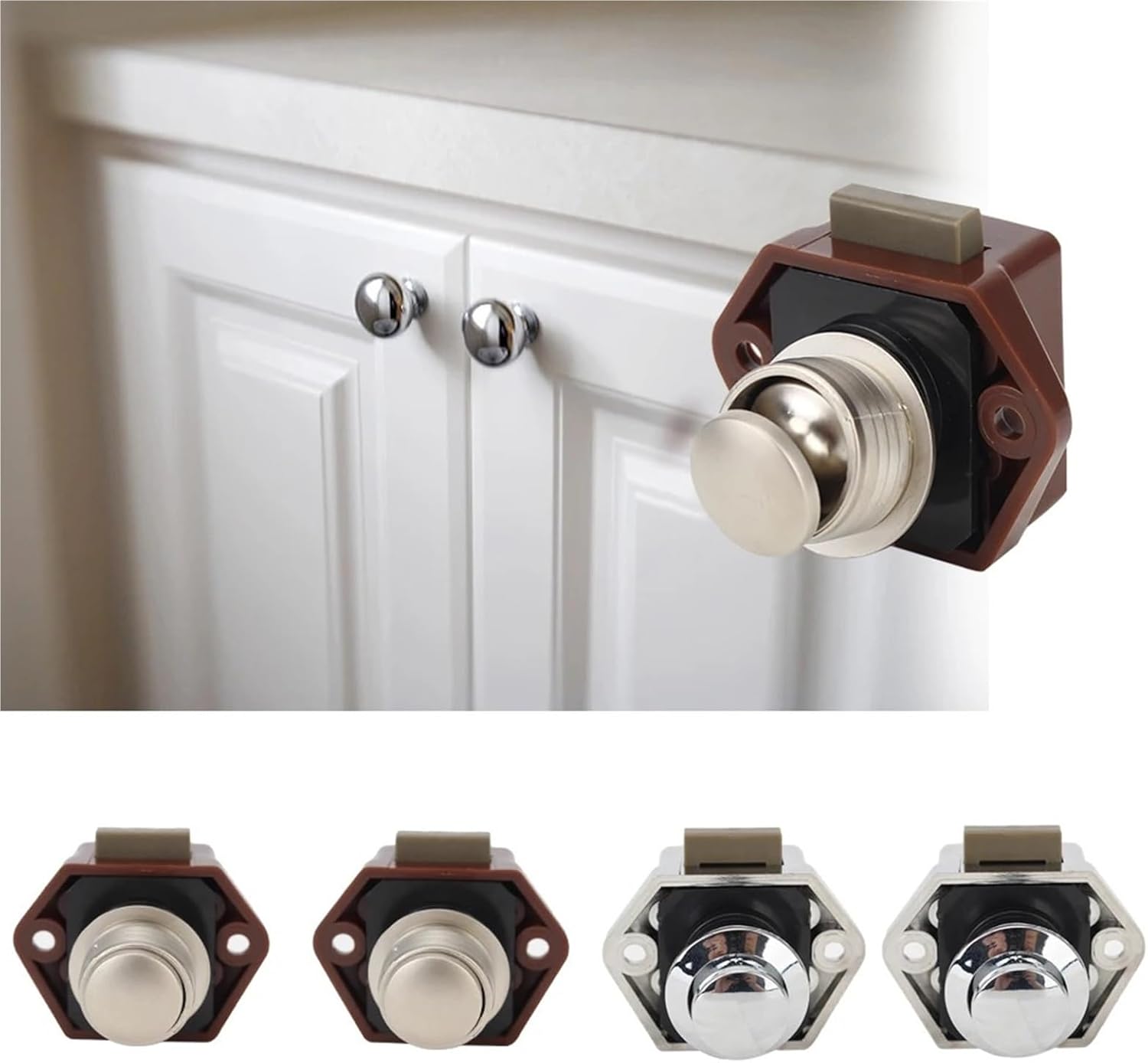 Diameter 20mm Camper Car Push Lock for Furniture Hardware RV Caravan Boat Drawer Latch Button Locks 1Pcs(Silver)