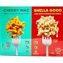 Combo Pack of 4 Cheddy Mac & 4 Shella Good Mac & Cheese, 6oz - 14g Protein, 6g Fiber with Prebiotics, 21 Plant-Based Nutrients and Made w/REAL Cheese! | Clean Label Certified