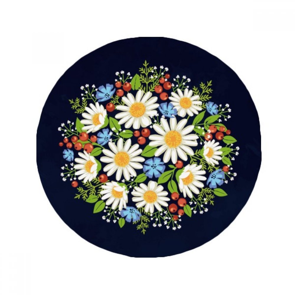 Tapis de sol blanc chrysanthème antidérapant rond 60 cm pour salon et salle de bain multicouleur