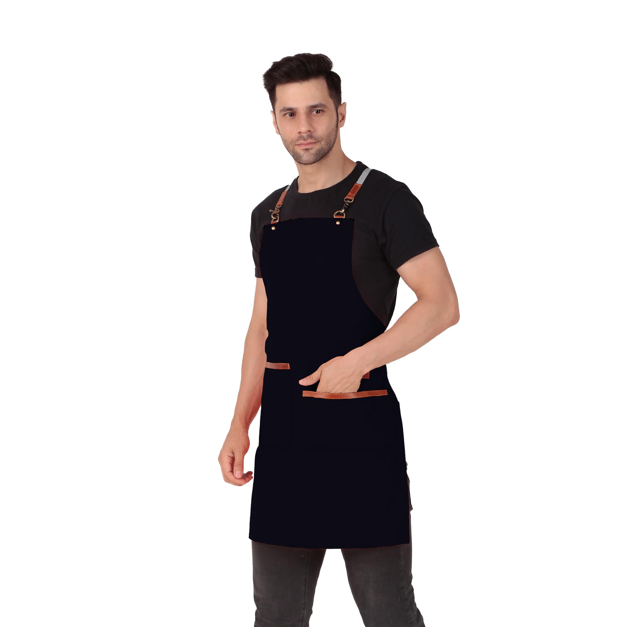 Custom Kitchen Chef Apron For Men Women Hotel Cafe Restaurants Catering Cooking with Multipurpose Front Large 2 Pockets With Adjustable Straps