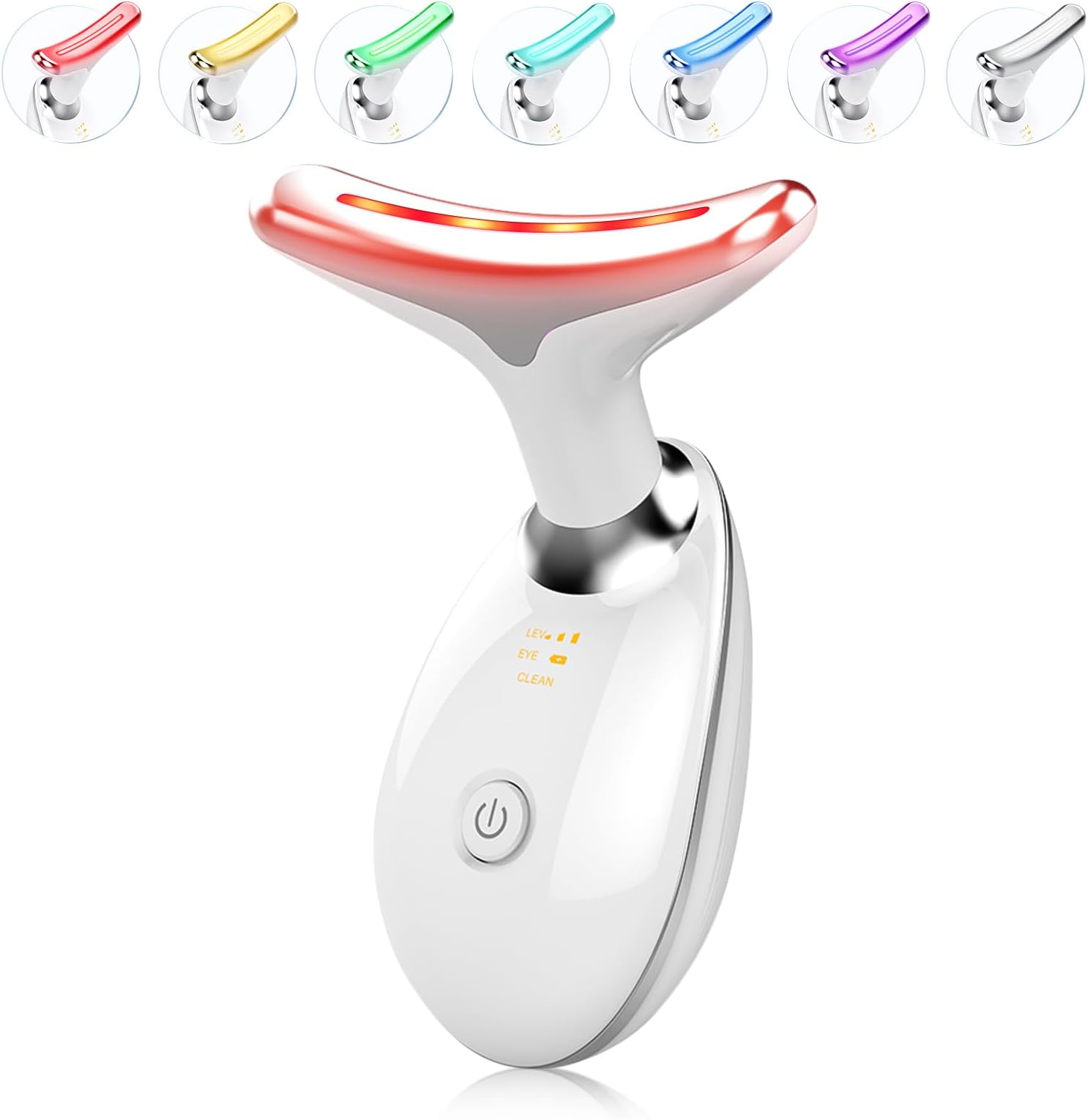 ELISHINE Light Based Multifunctional Facial Massager, 7 Color Portable Face Massager Tool for Skin Care, White