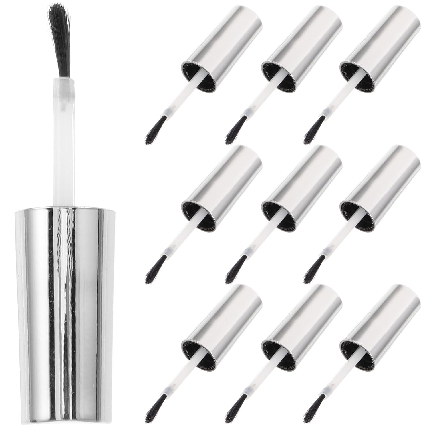 Beavorty 10Pcs Replacement Nail Polish Bottle Caps with Brush for Gel Polish Liquid Application Nail Salon Supplies 2.55X0.59In