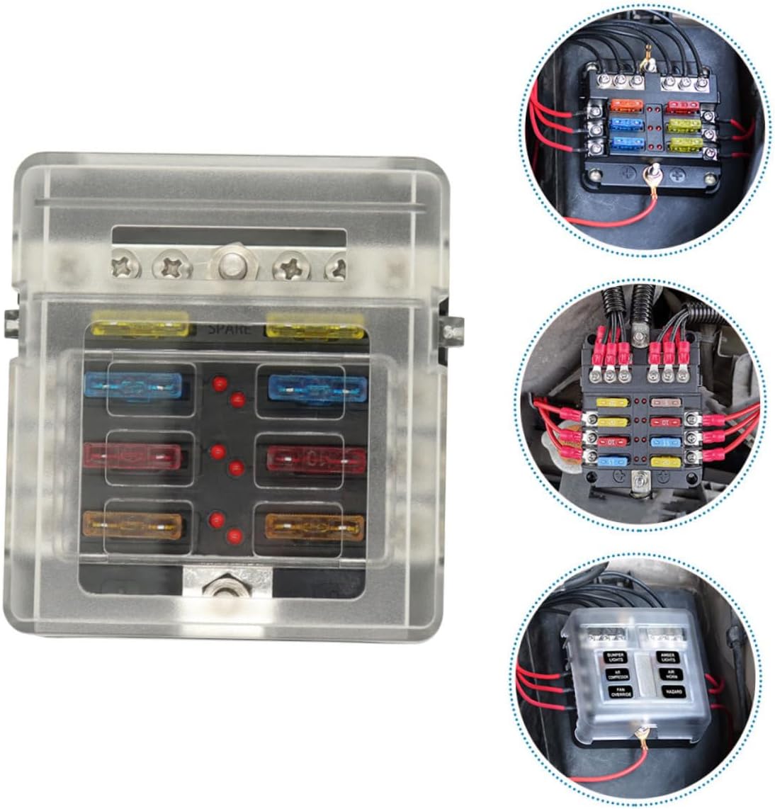 Zerodeko Ways Fuse Box with Negative Bus and Insulating Cover Durable Heat Resistant Flame Resistant for Automotive Rvs Boats More