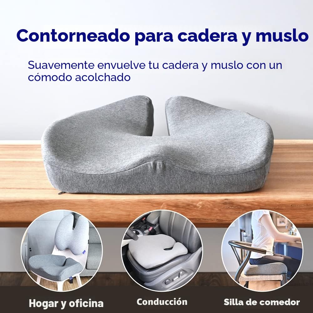 C Cushion Lab Cojín de Asiento Patentado para Alivio de presión para largas Horas sentadas en Silla de Oficina/hogar, automóvil, Silla de Ruedas, Espuma viscoelástica Extra densa para Cadera, coxis,