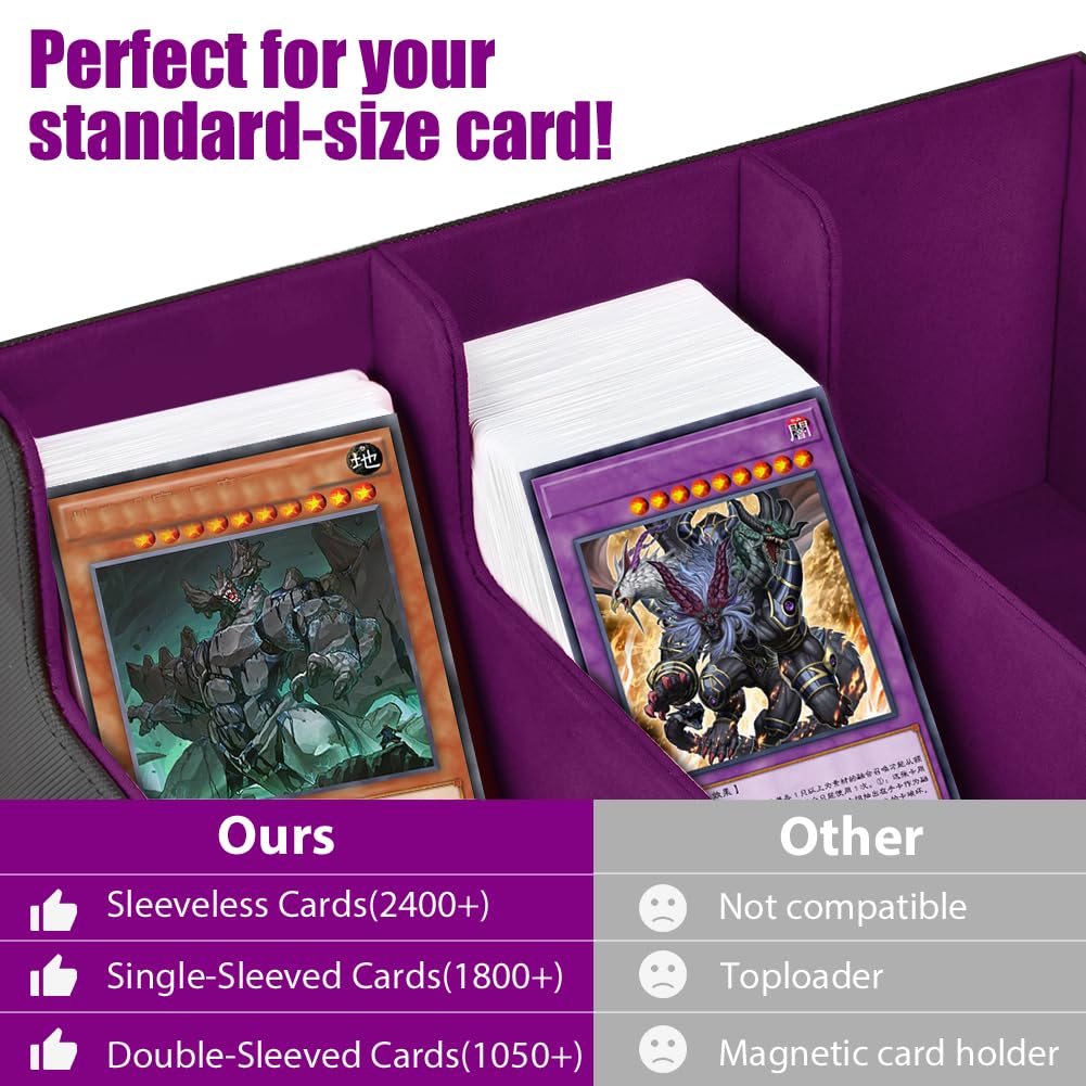 Aolso Deck Box per Carte Magic The Gathering, Scatola Magnetica per Carte da Collezione, Carte da Gioco, per 2400 Carte, Deck Case con 8 Separatori per Carte(Viola)