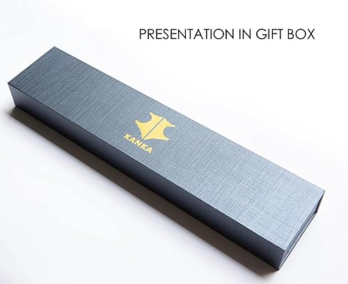 Miniatura 6 de KANKA Santoku - Cuchillo de acero inoxidable alemán ultra afilado de 7 pulgadas, mango de fibra de vidrio negro G10, cuchillo de chef japonés