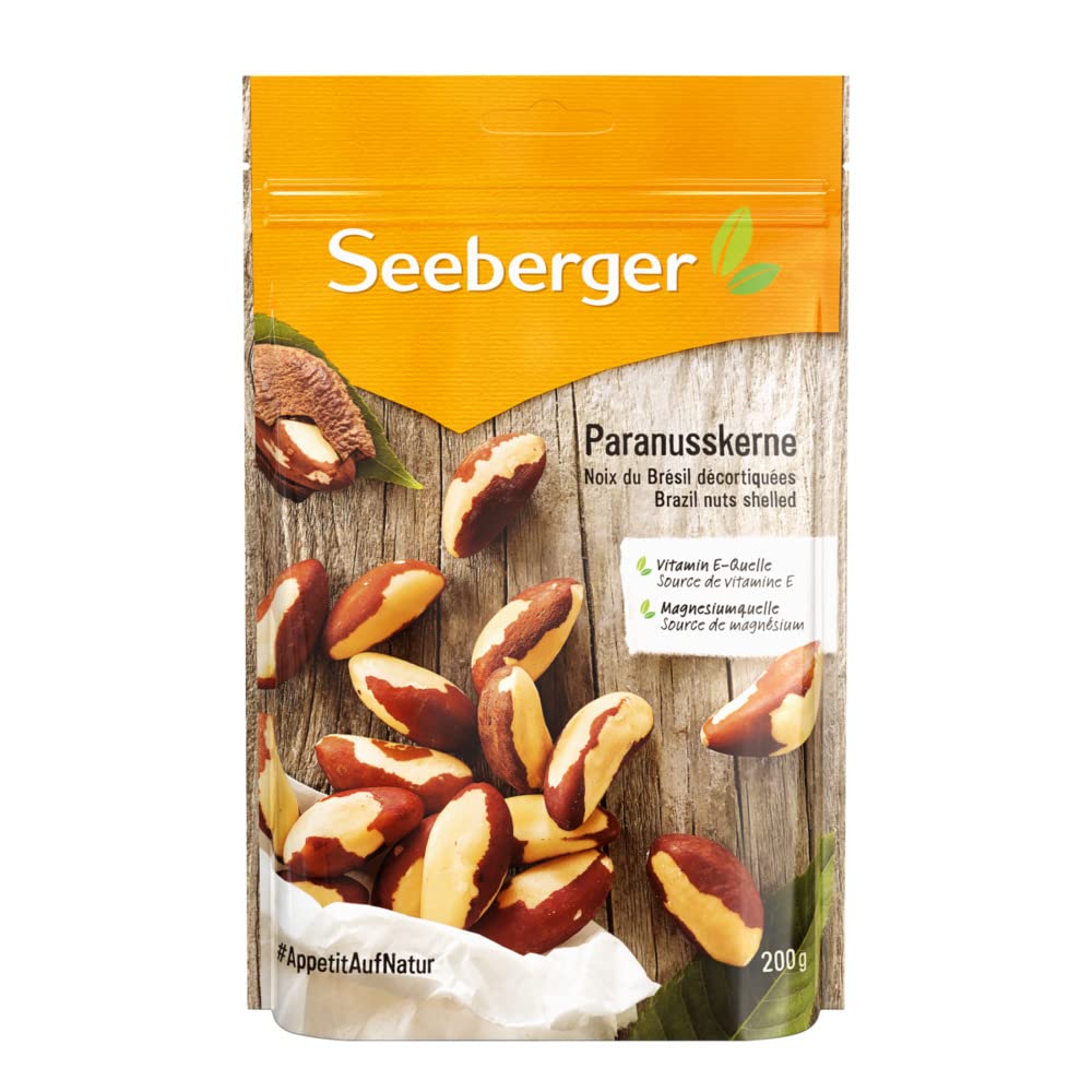 Seeberger Paranusskerne 12er Pack: Große, ganze Kerne des Paranussbaums mit erdig nussigem Aroma - als Snack und zum Backen und Verfeinern von Speisen - roh, naturbelassen, vegan (12 x 200 g)