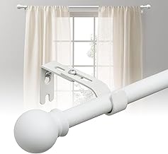 Extendable Curtain Pole 70-140 cm White 16 mm with Brackets Stable Curtain Rod Kit for Bedroom, Living Room, Kitchen